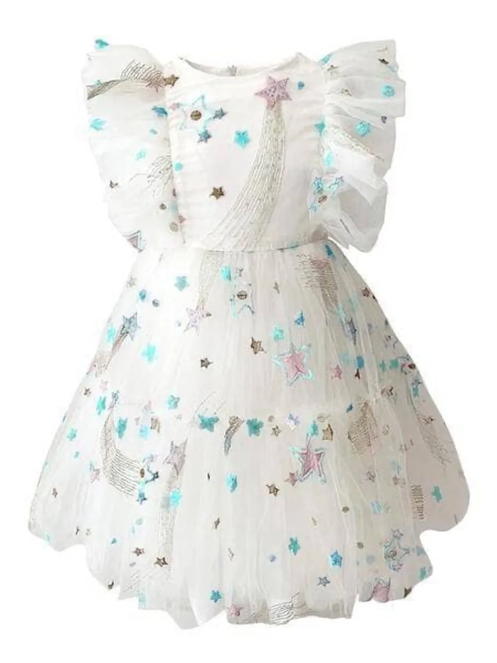 Lola + The Boys Girls Shooting Star Tulle Dress Size 4